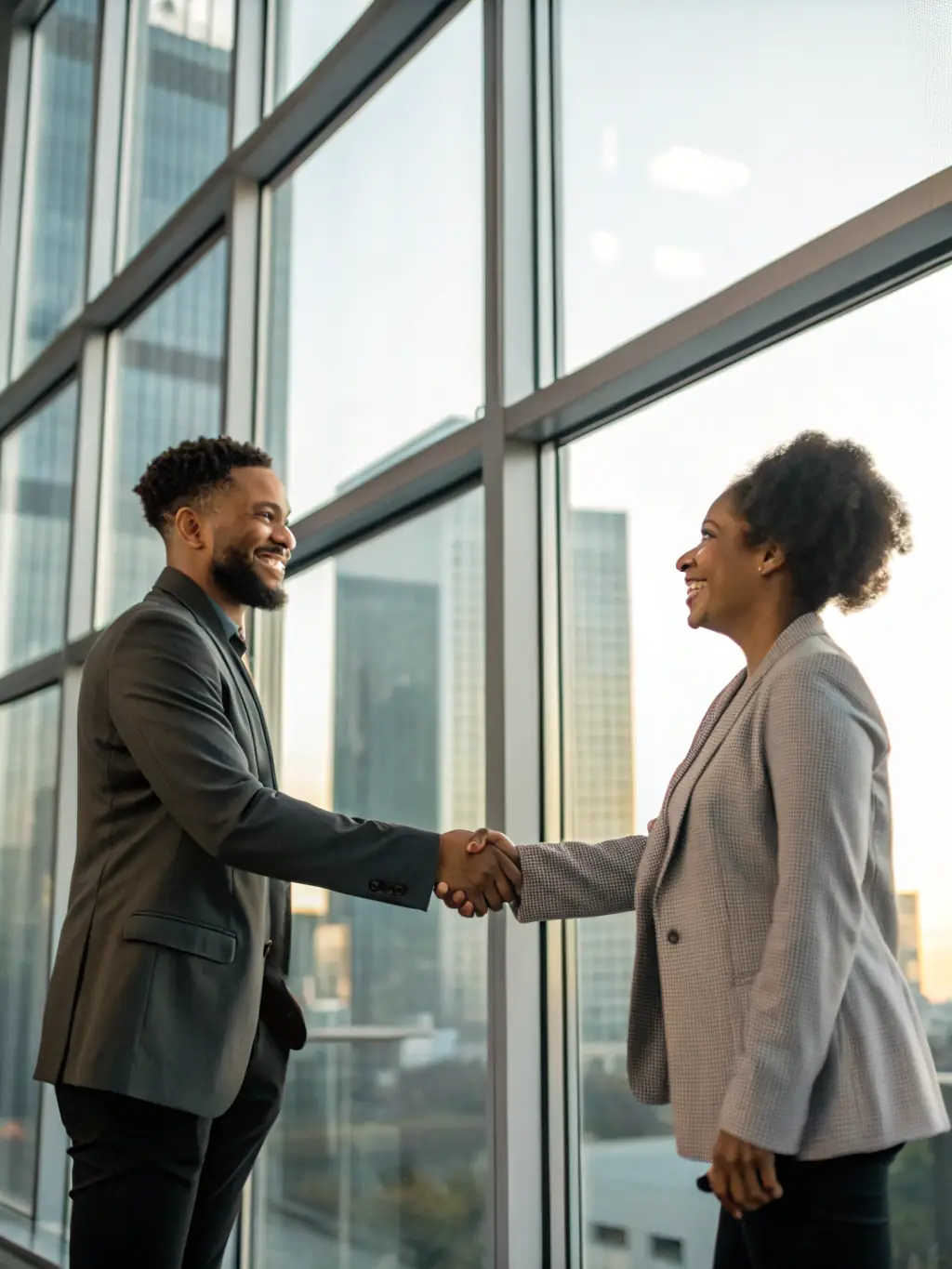 A handshake between two professionals of different nationalities, symbolizing successful international recruitment and Lekerta's commitment to connecting global talent.