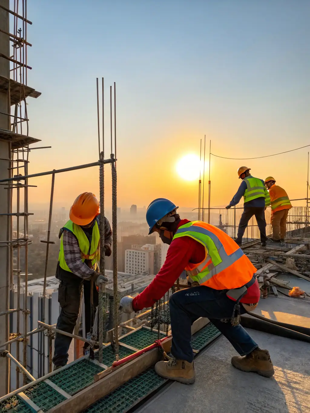 A professional photo of construction workers on a building site, showcasing Lekerta's expertise in recruiting for the construction sector.